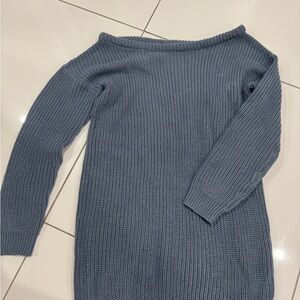 Women's Off-Shoulder Blue Sweater